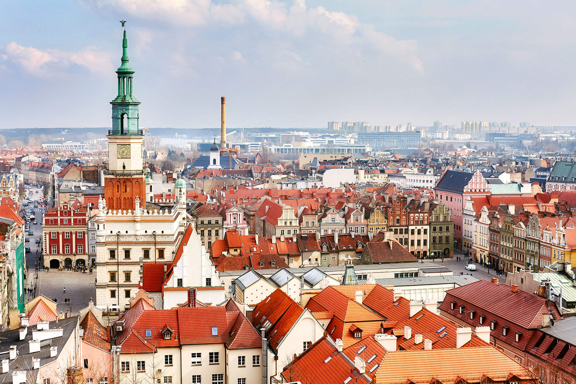Widok na stare miasto Poznania, ilustracja